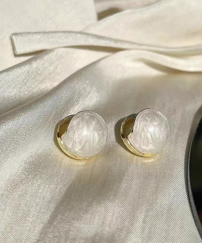 Diy White Sterling Silver Alloy Enamel Stud Earrings