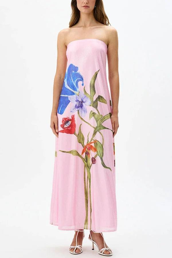 Special Night Sequin Print Off Shoulder A-line Maxi Dress