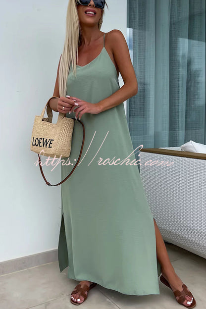 Color Resort Style Spaghetti Strap Backless Maxi Dress