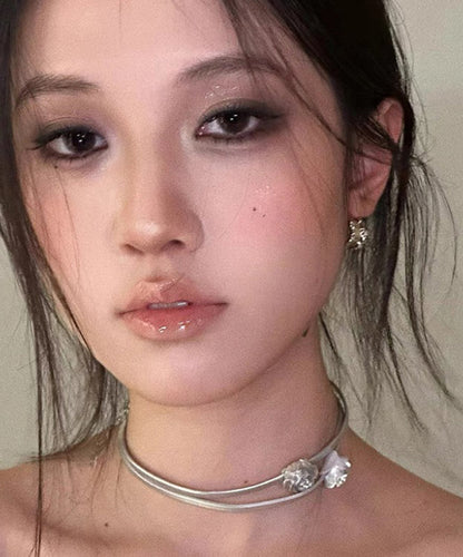 Silk Stainless Steel Double-layer Rose Choker