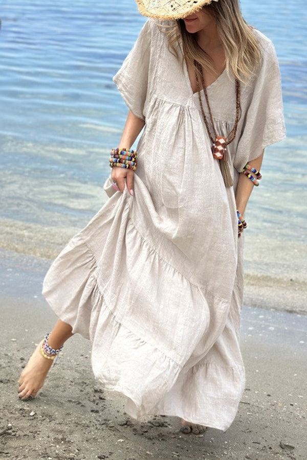 Mira V-neck Paneled Maxi Dress