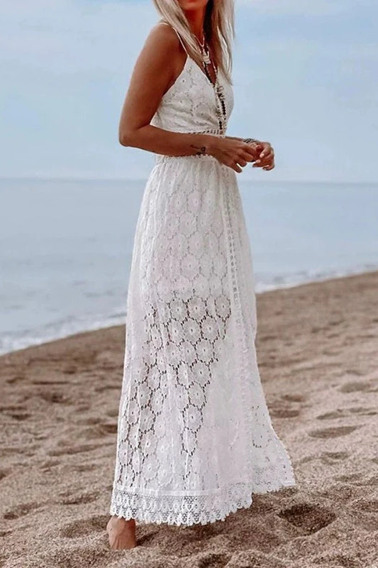 Hollow Out Spaghetti Strap Maxi Dress