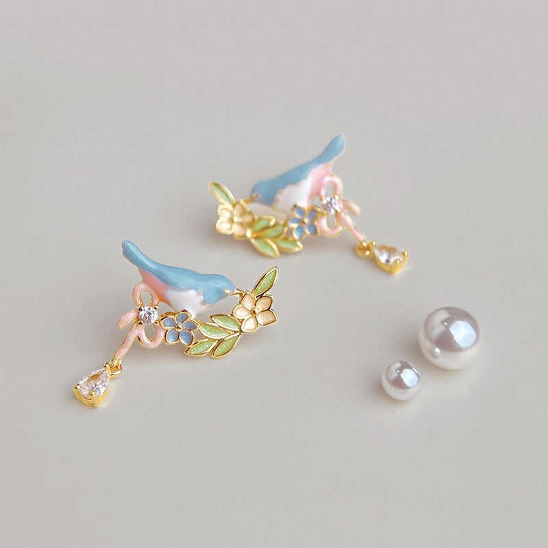 Feather and Heather Earrings