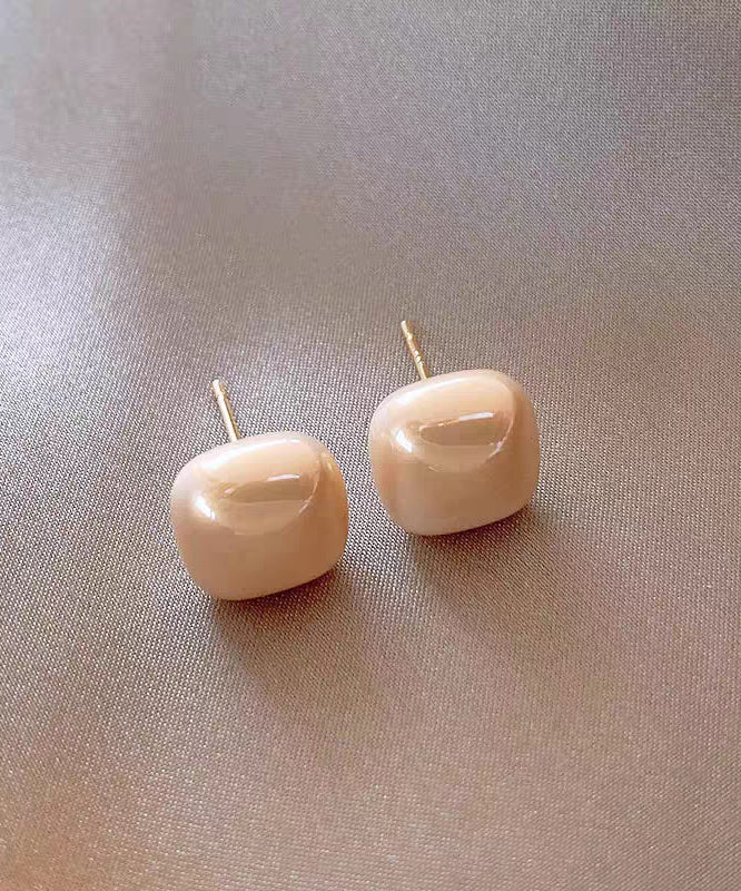 Diy Champagne Copper Alloy Pearl Stud Earrings
