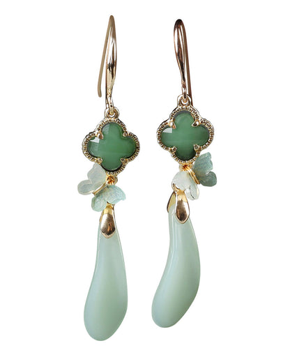 Light Green Sterling Silver Coloured Glaze Acrylic Drop Earrings