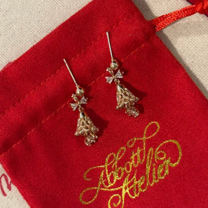 Festive Bell Clear Bow Earrings