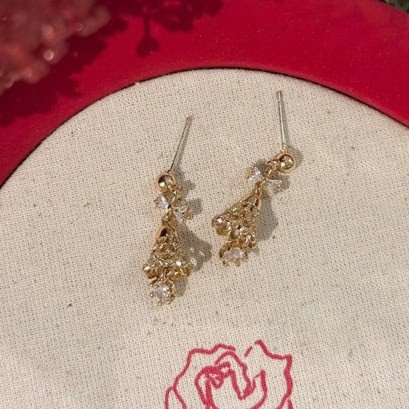 Festive Bell Clear Bow Earrings