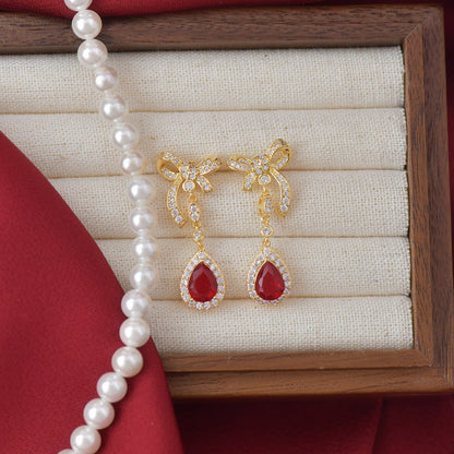 Festive Bow Drop Earrings