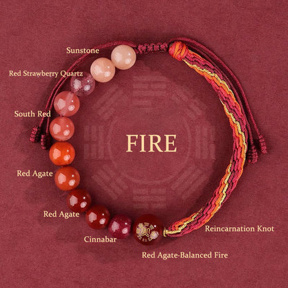 Five Elements Crystal Agate Wealth Bracelet With Reincarnation Knot