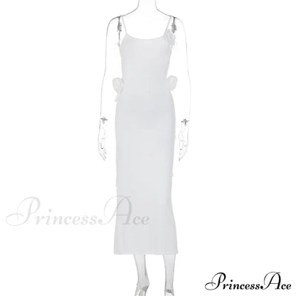 Applique Bandage Sleeveless Summer Vestido Midi Dress