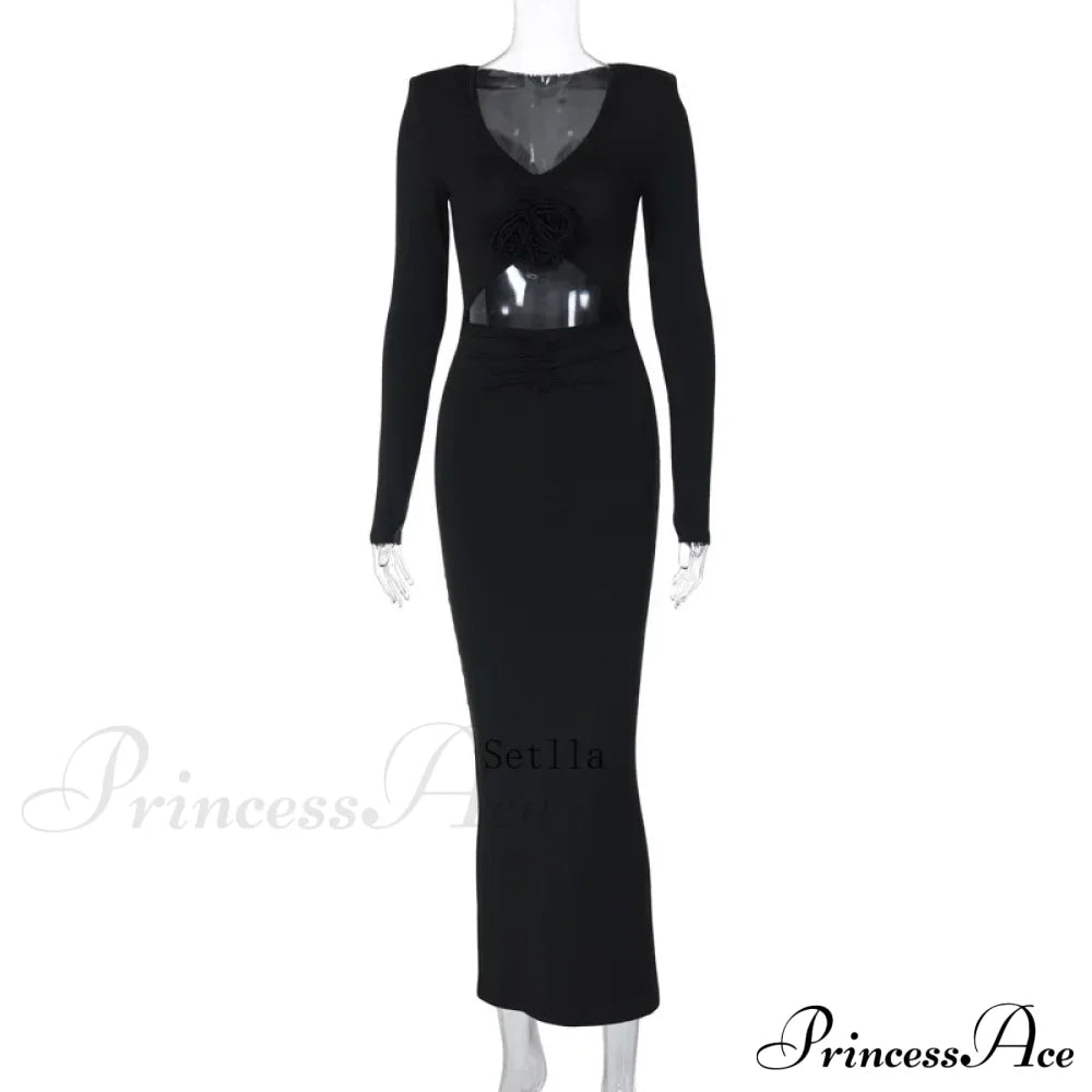 Applique Long Maxi Dress
