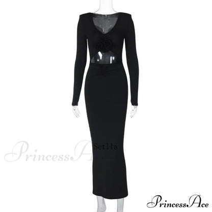 Applique Long Maxi Dress