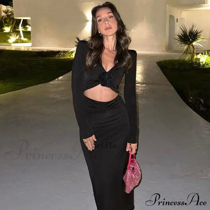 Applique Long Maxi Dress