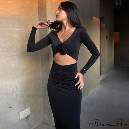 Applique Long Maxi Dress