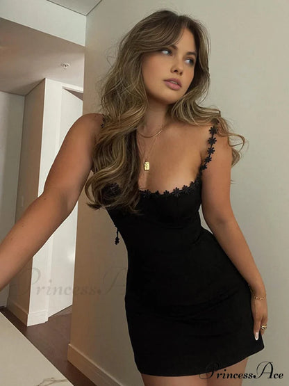 Contrast Trim Low Modern Cut Cami Mini Dress