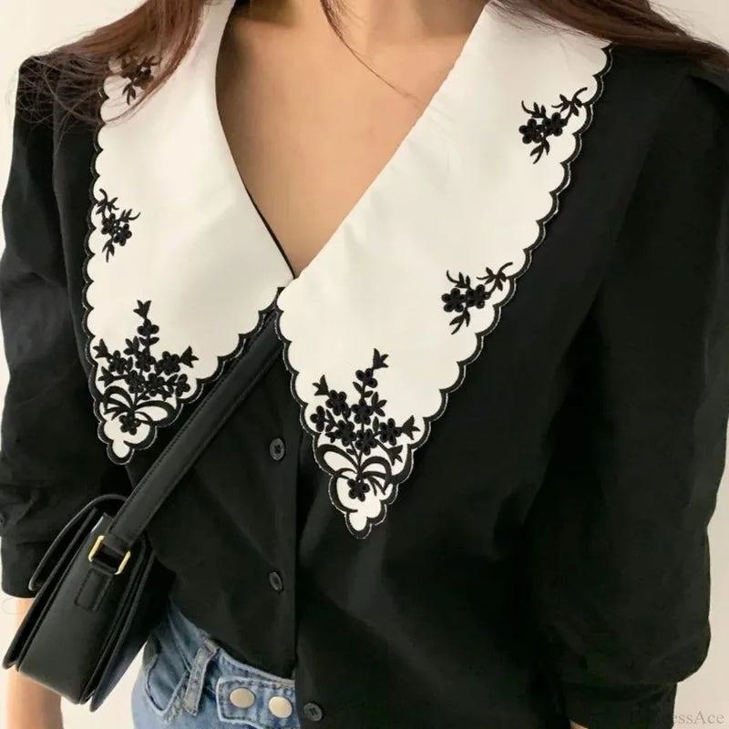 Embroidery Half Sleeve White Blouse