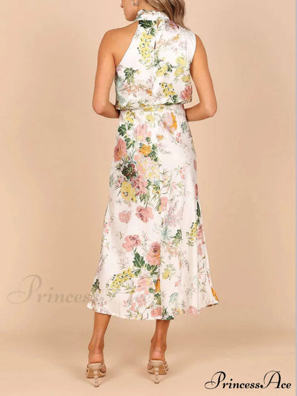Halter Neck Charming Elastic Waist Maxi Dress