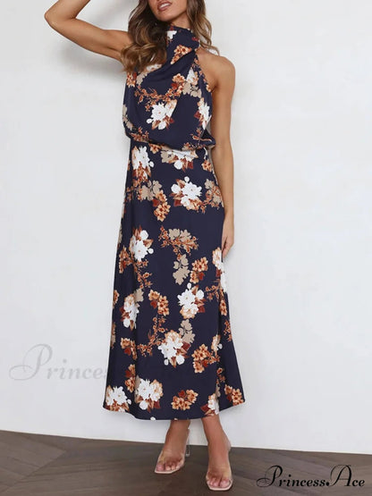 Halter Neck Charming Elastic Waist Maxi Dress