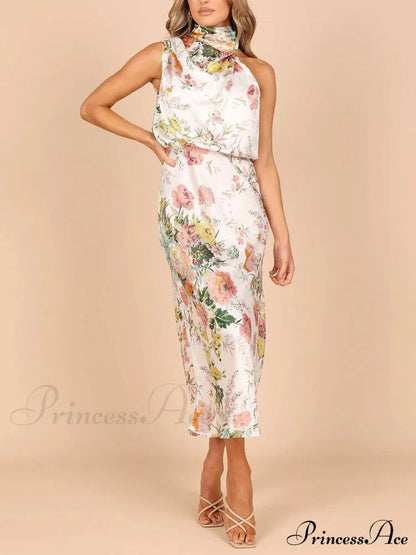 Halter Neck Charming Elastic Waist Maxi Dress