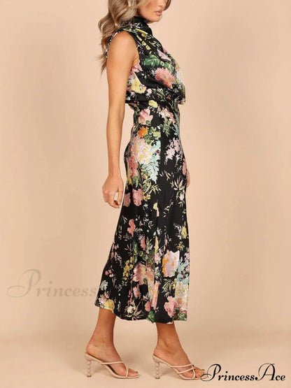 Halter Neck Charming Elastic Waist Maxi Dress
