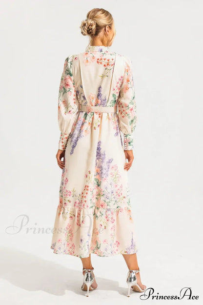 Long Sleeve Charming Maxi Dress With Belt