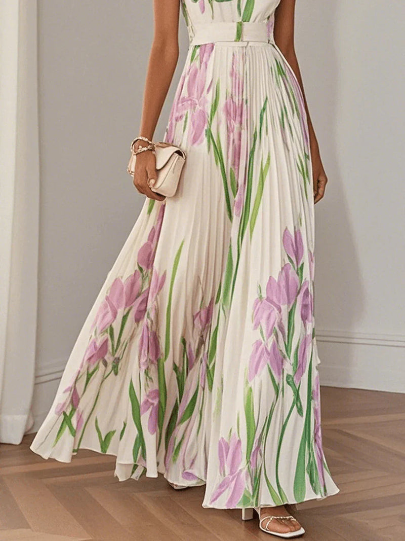 Zinnias - Stylish Pleated Maxi Dress