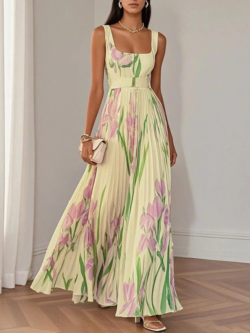 Zinnias - Stylish Pleated Maxi Dress