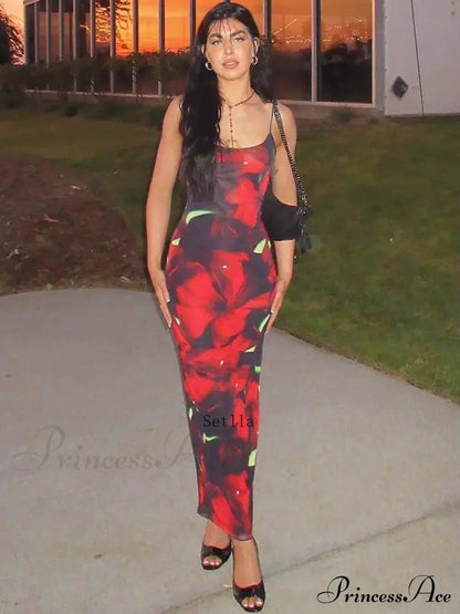 Print Sleeveless Maxi Dress