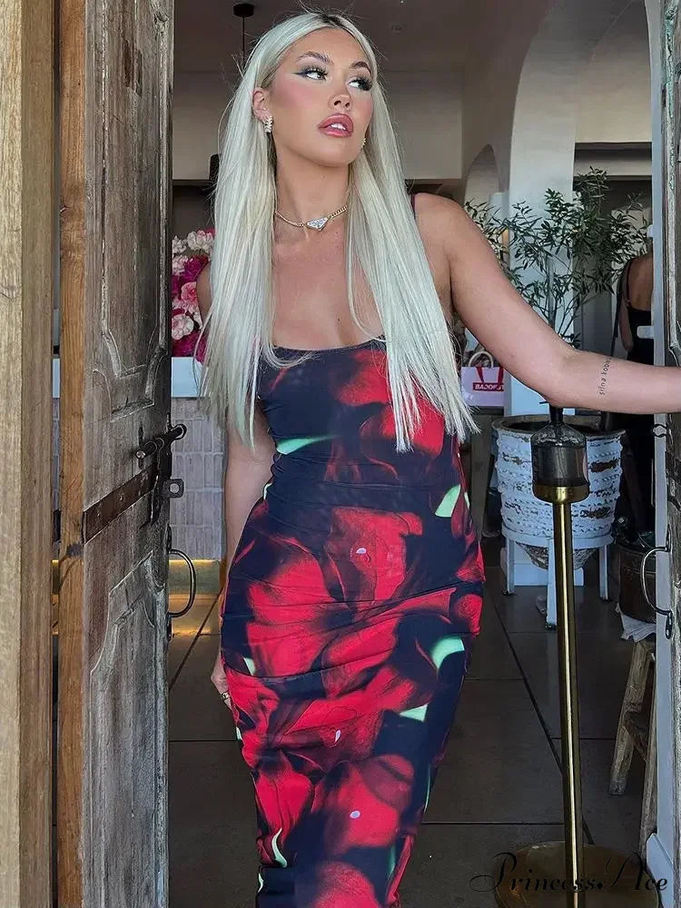 Print Sleeveless Maxi Dress