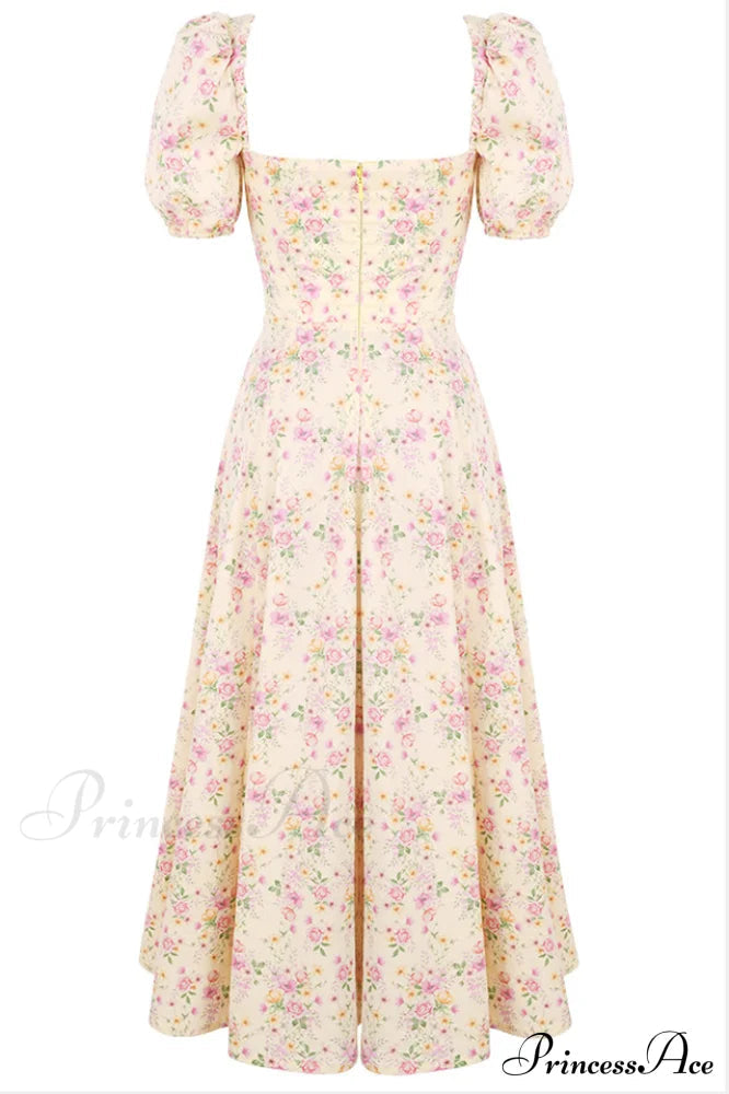 Puff Sleeve Charming Midi Dress
