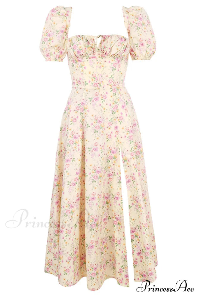 Puff Sleeve Charming Midi Dress