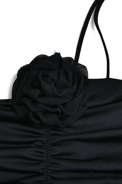 Ruched Midi Dress With Halter Decoration