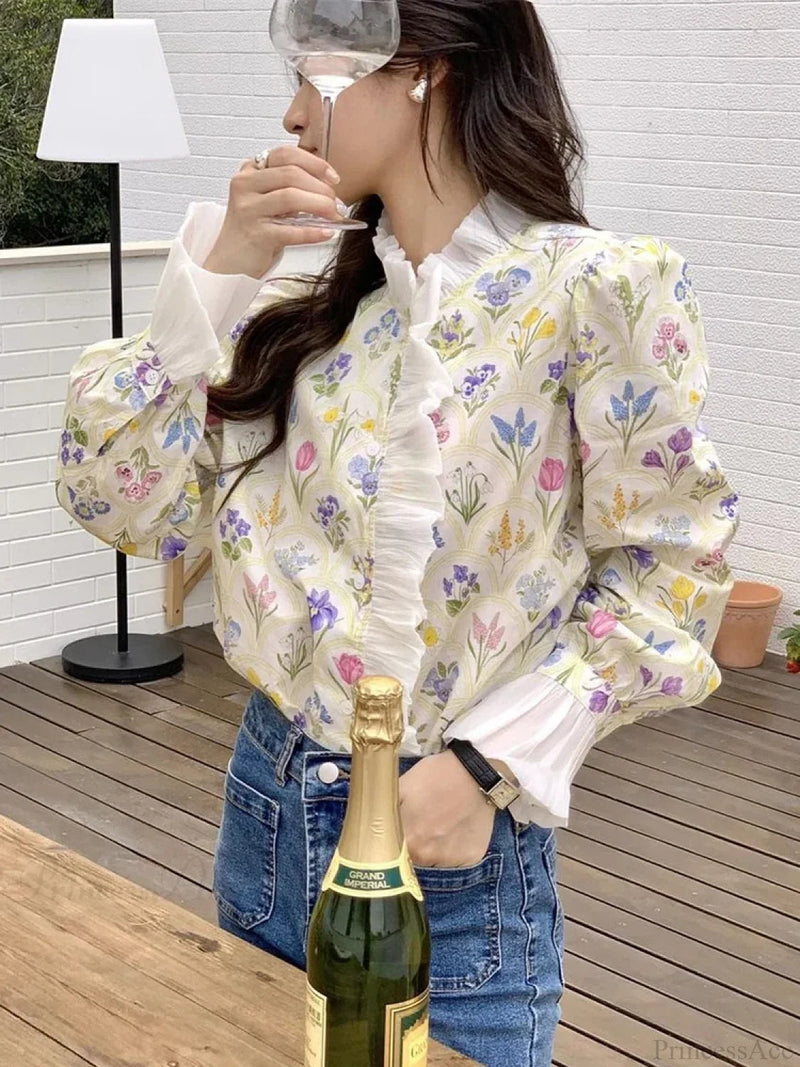 Ruffled Flare Sleeve Blouse