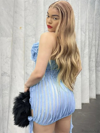 See-through Ruffled Mini Dress