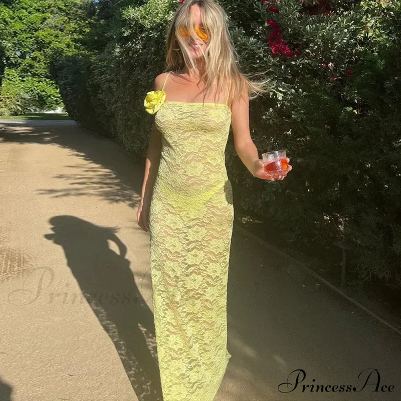 Sheer Lace Maxi Dress