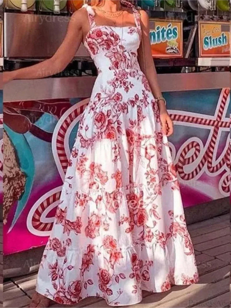 Spaghetti Strap High Waist Maxi Dress