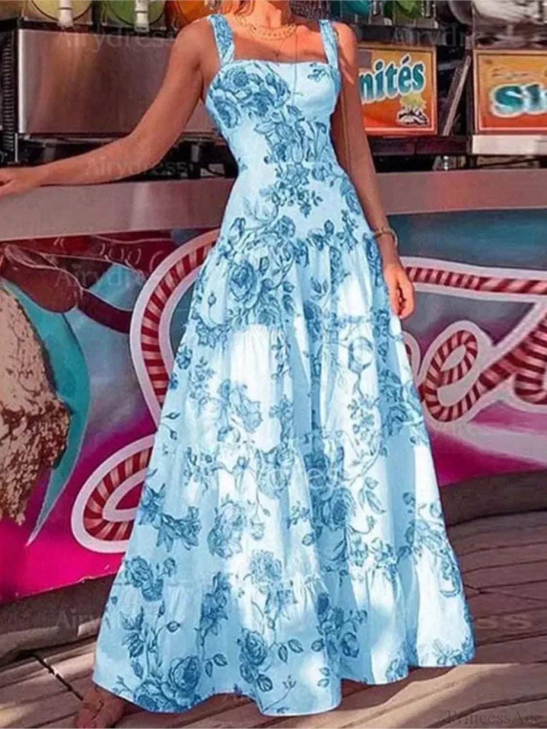 Spaghetti Strap High Waist Maxi Dress