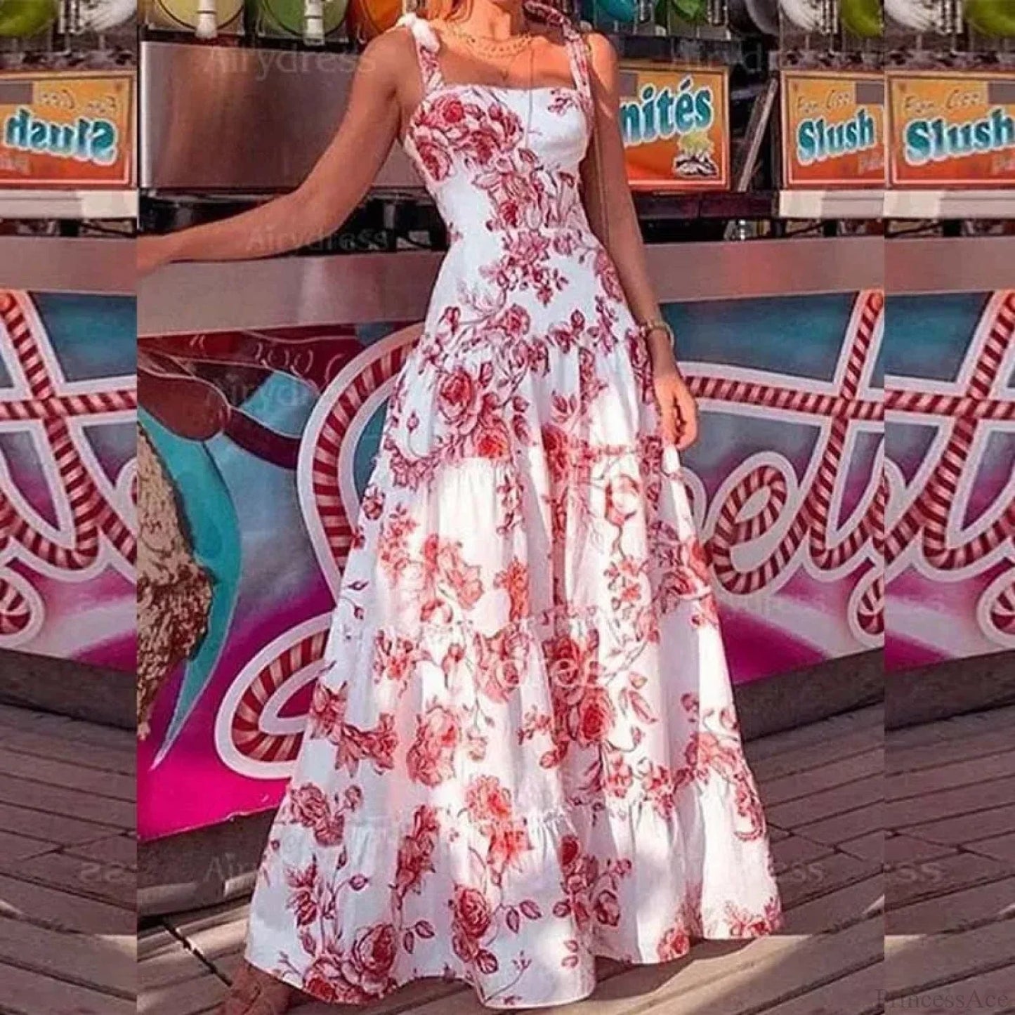 Spaghetti Strap High Waist Maxi Dress