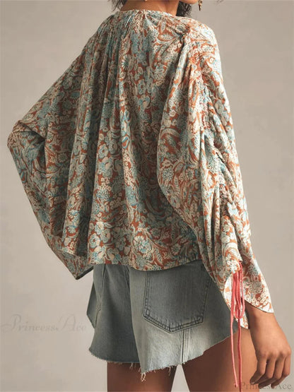 Tie-up Flare Sleeve Blouse