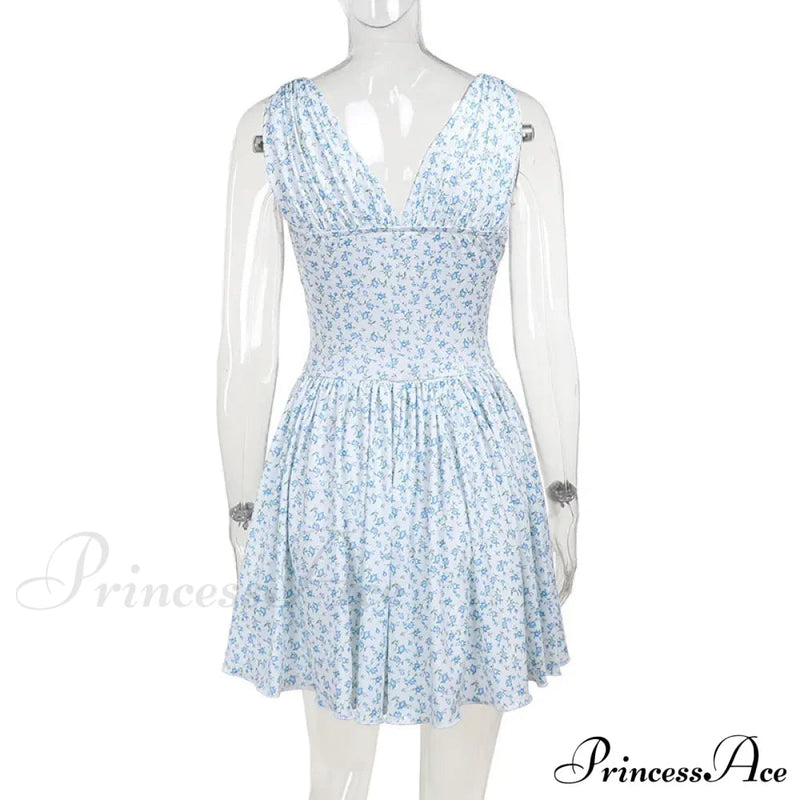 V-neck Stylish Flare Mini Dress