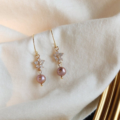 [] Flower Pearl Earrings