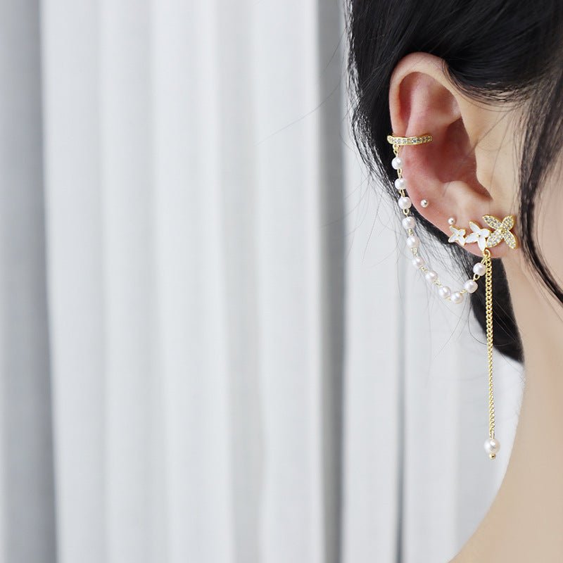 Daniella Flower Earrings Ear Cuffs