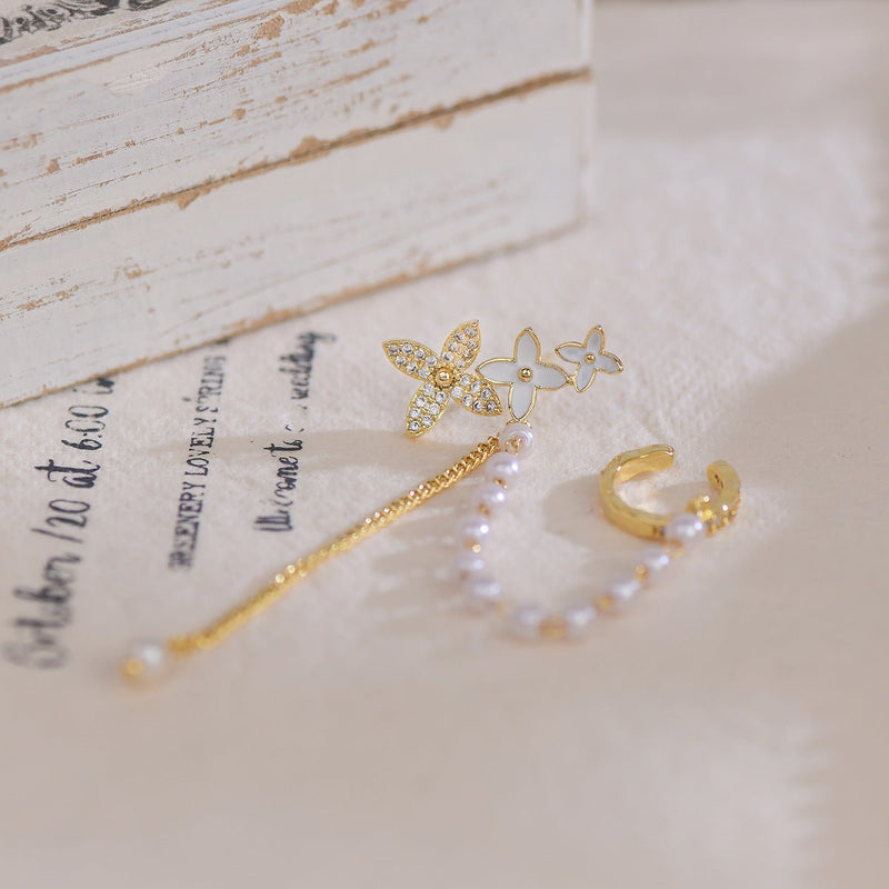 Daniella Flower Earrings Ear Cuffs