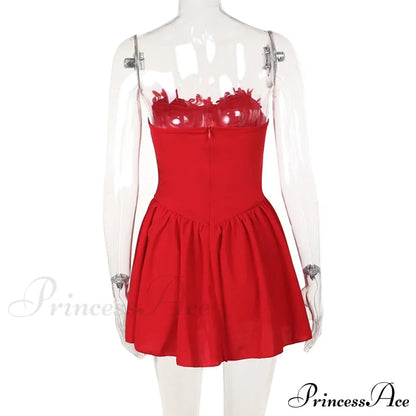 Flower Embroidery Stylish Strapless Mini Dress