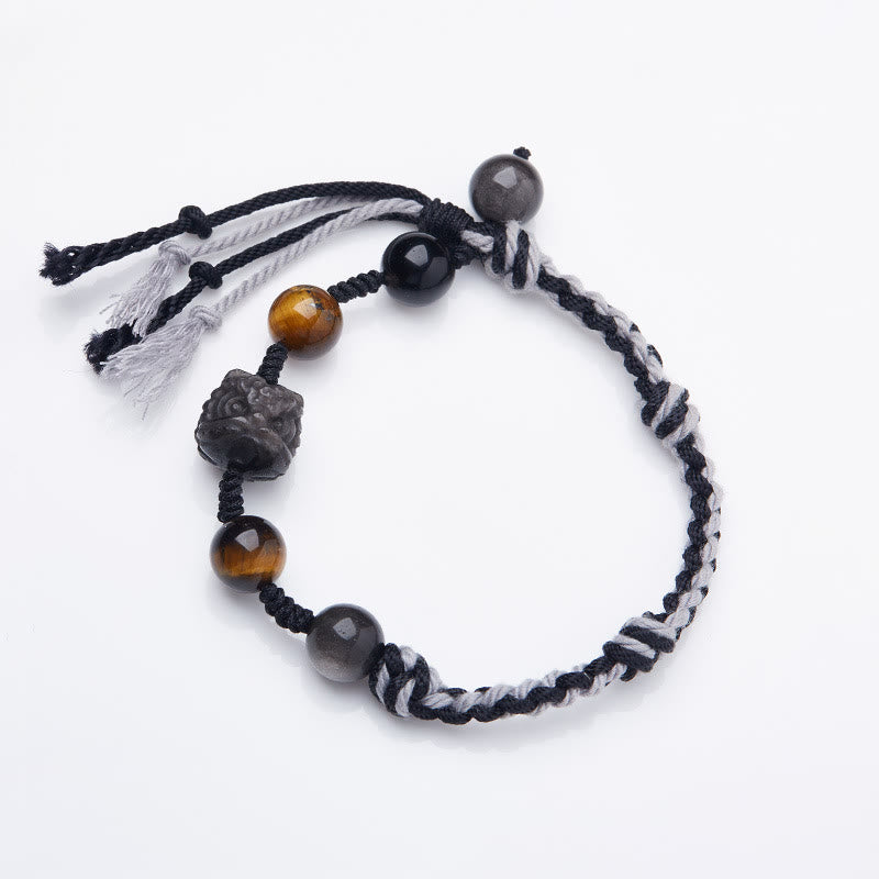 Fluorite Amethyst Protection Rope Bracelet 14-18cm
