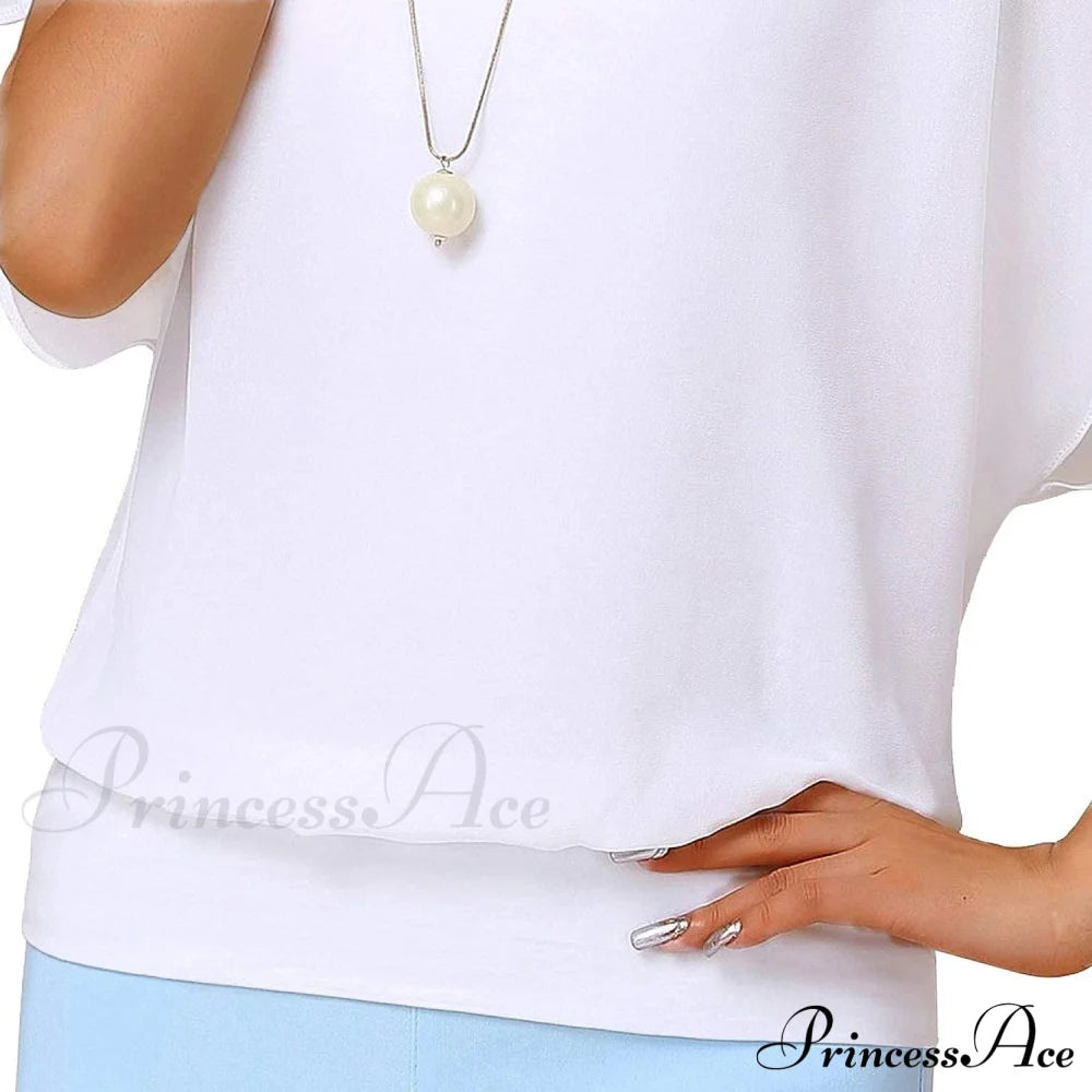 For Chiffon Blouse T-shirt Top Brief Arm