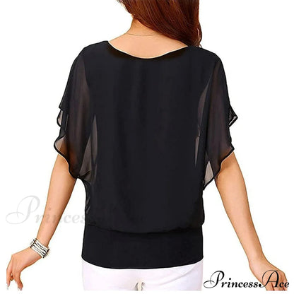 For Chiffon Blouse T-shirt Top Brief Arm