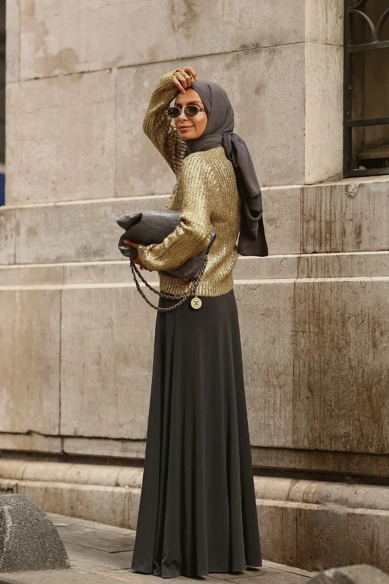 Freda Textured Metallic Knit Sweater