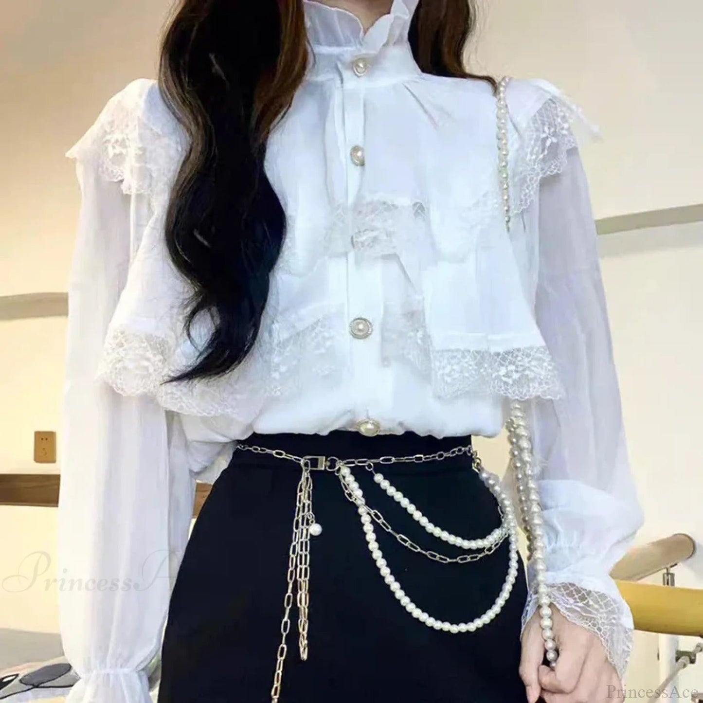 French Lace Lolita Long Sleeve Blouse
