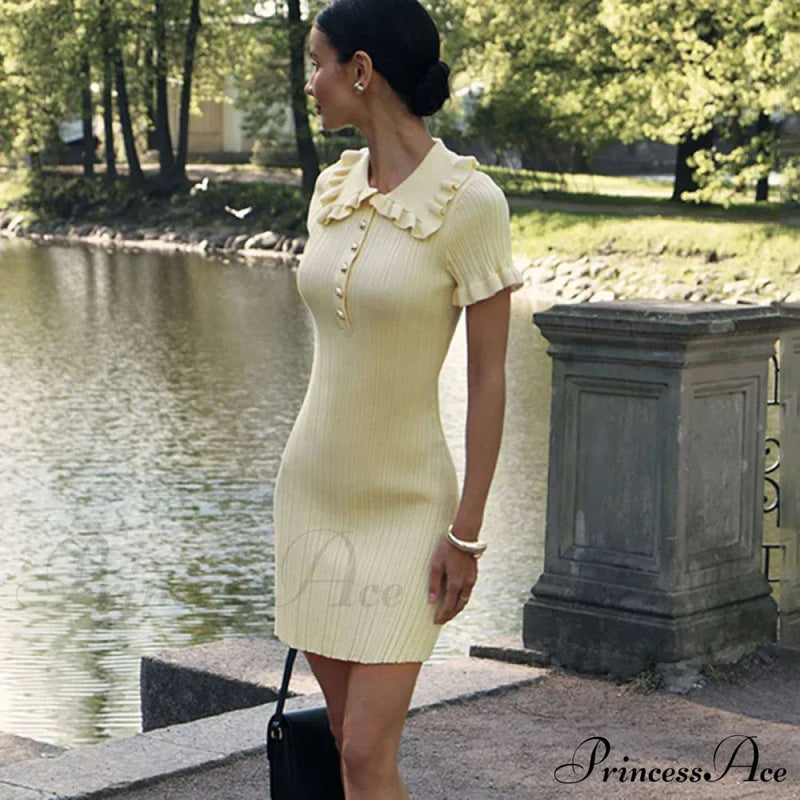 Frill Collar Short Charming Sleeve Mini Dress